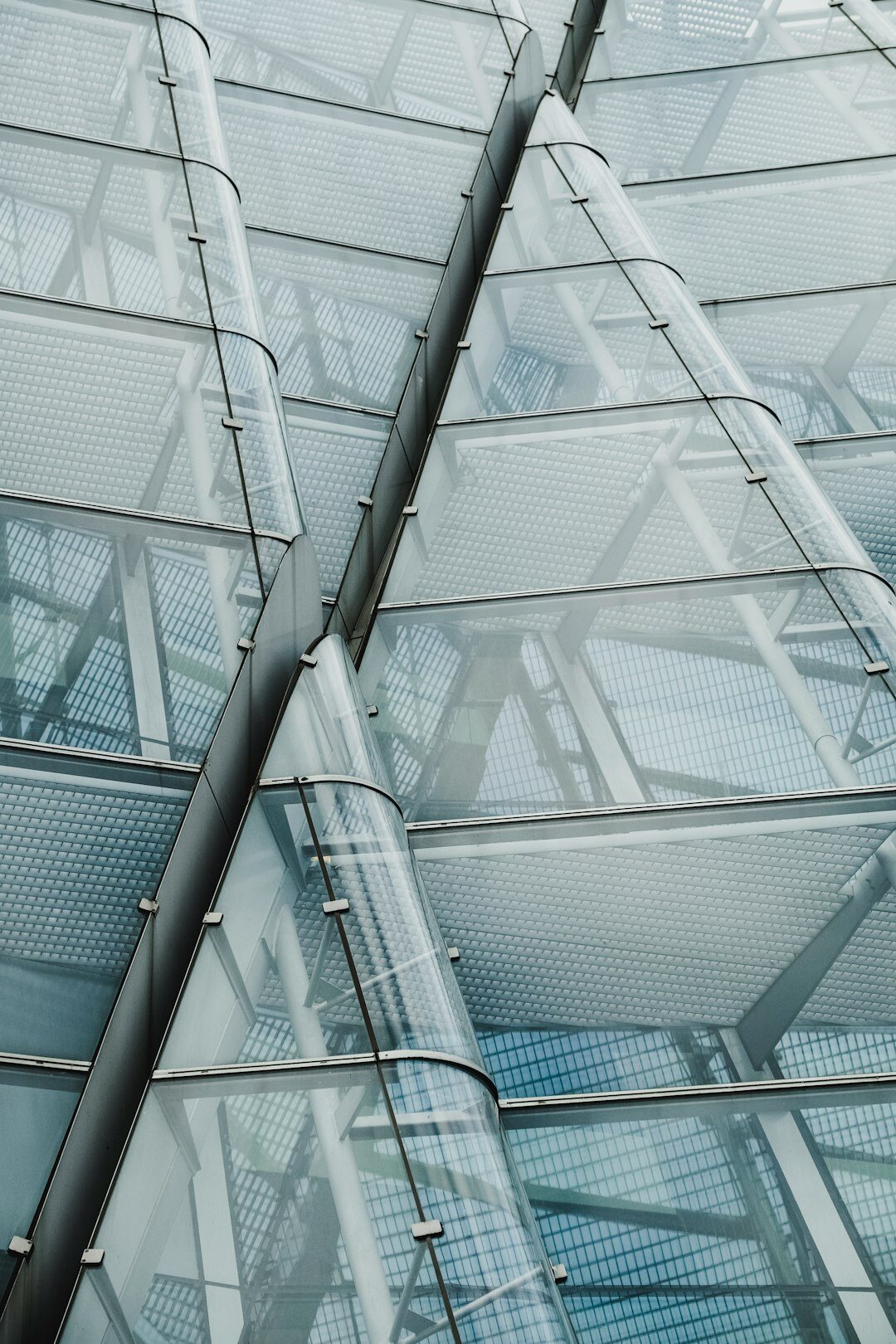 Detail of a glass and steel building facade
